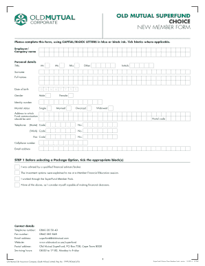 How to Fill an Old Mutual Superfund Choice New Membership Form