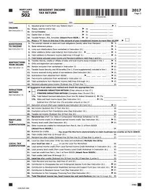 Forms 502 and 502B the Comptroller of Maryland