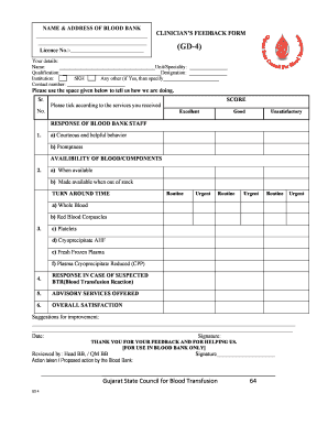 Blood Donor Feedback Form