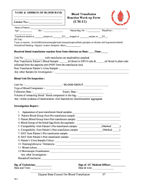 Blood Transfusion Reaction Form PDF