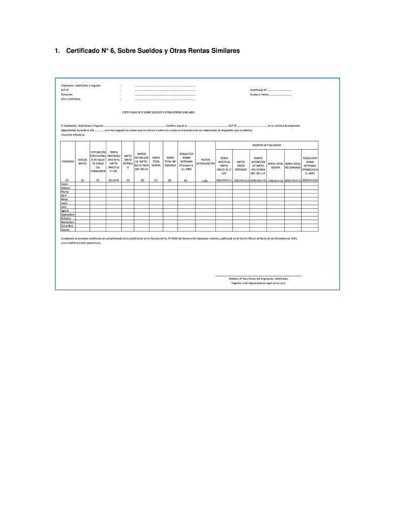  Certificado N 6 Sobre Sueldos Y Otras Rentas Similares Excel 2014