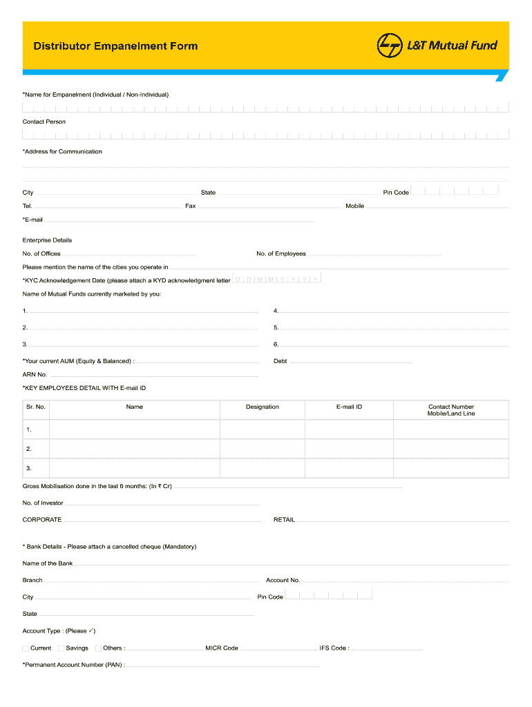 Get and Sign L T Mutual Fund Online Empanelment  Form