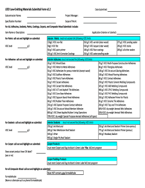 LEED Low Emitting Materials Submittal Form V2 2