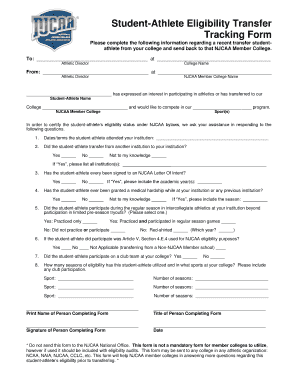 Njcaa Transfer Tracking Form