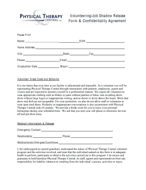 HIPAA Form for Student Shadowing