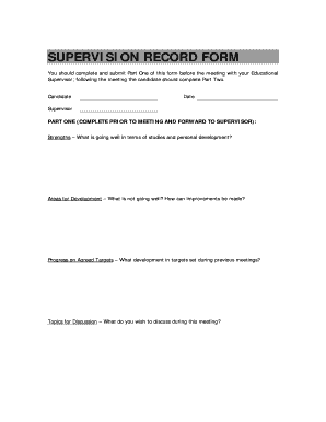 Supervision Record Form PDF 0 01 MB Lshtm Ac