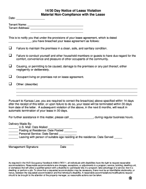 Lease Violation 1430 Material Noncompliance  Form
