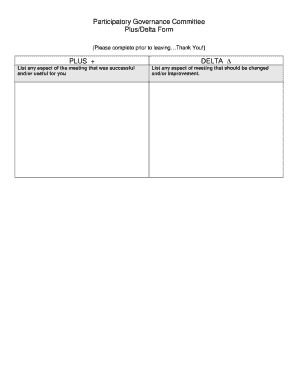 Plus Delta Template  Form