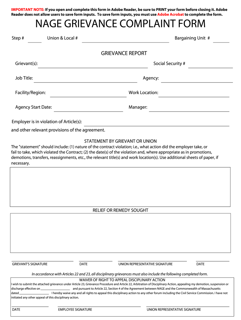 S Grievance Form Fill Out And Sign Printable Pdf Template Signnow