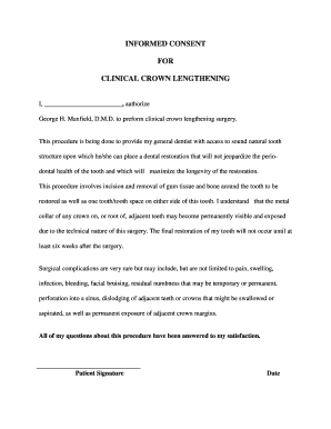 Crown Lengthening Consent Form