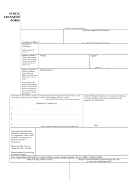 Stock Transfer Form Fillable Ireland