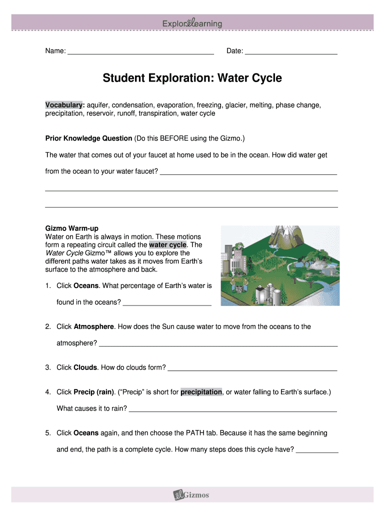 Water Cycle Gizmo Quiz Answers  Form