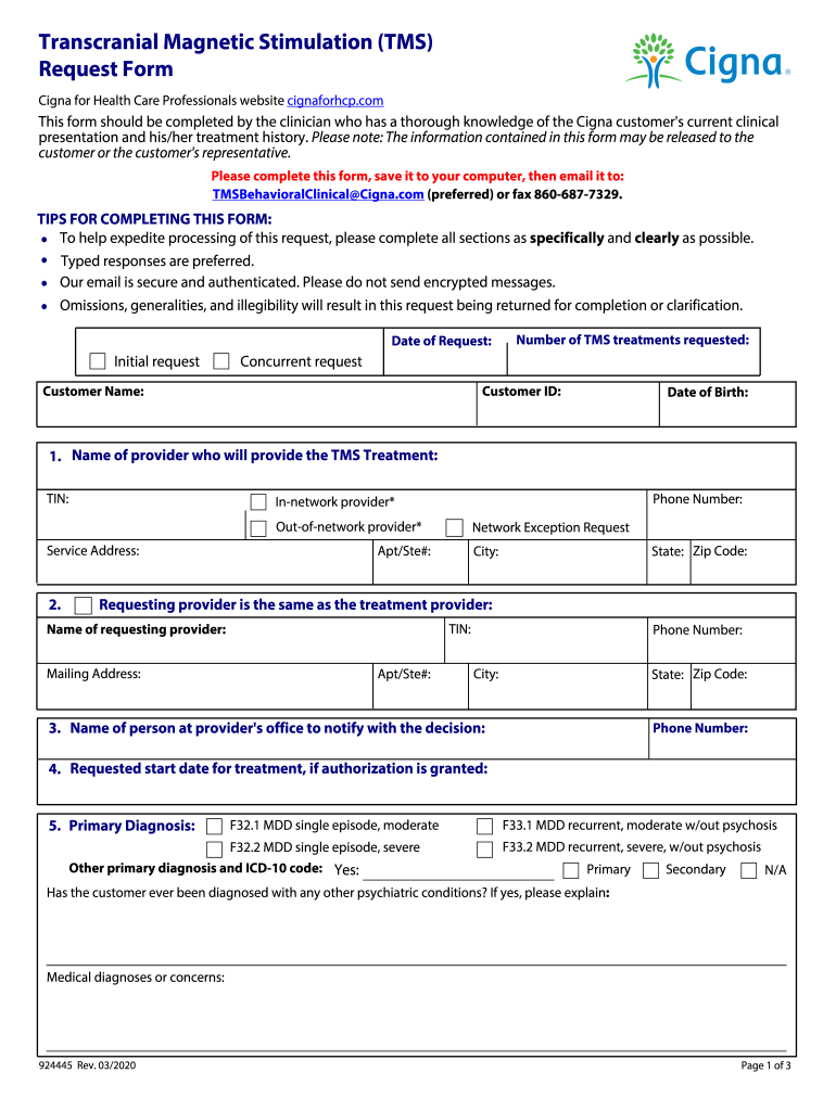 Cigna Tms Request Form 2020