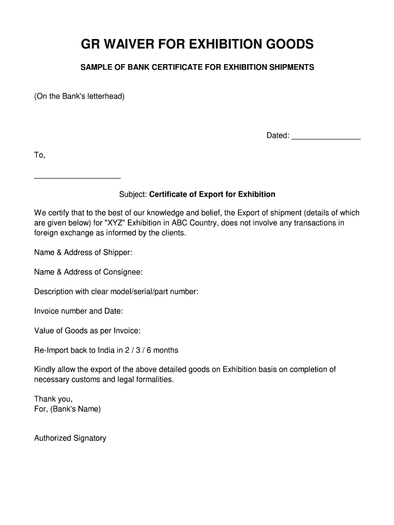 Gr Waiver Letter Form