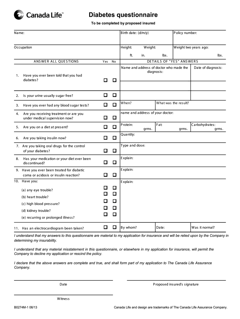  Life Insurance Questionnaire Form 2013-2024