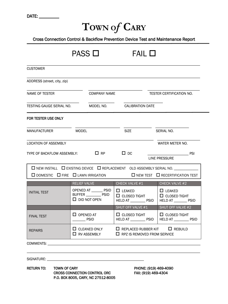  Cross Connection Control &amp; Backflow Prevention Device Test and Maintenance Report 2017-2024