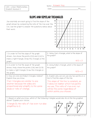 Unit Linear Relationships Student Handout 2 Answer Key  Form