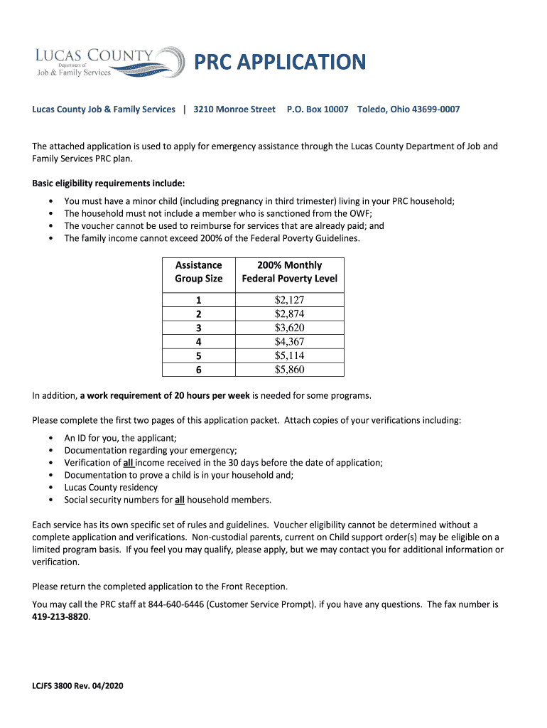 Prc Program Toledo Ohio  Form