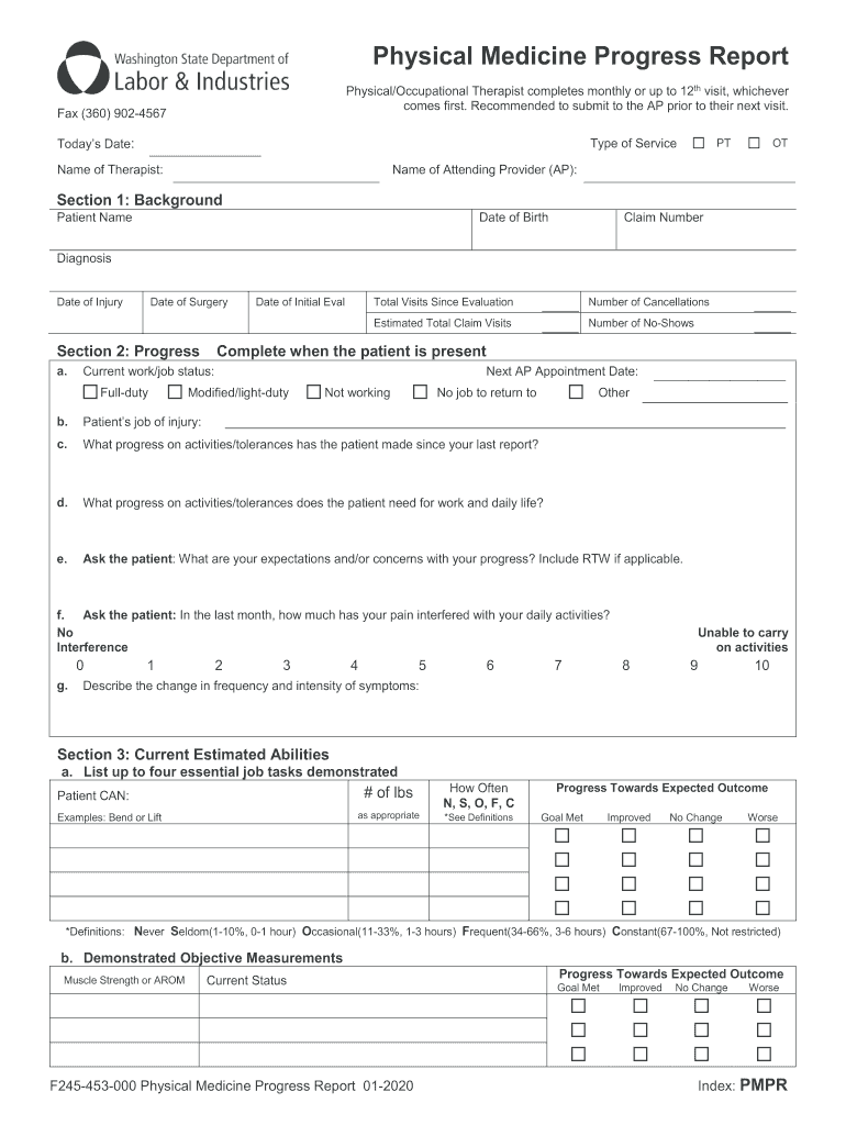 Physical Medicine Progress Report F245 453 000 Physical Medicine Progress Report F245 453 000  Form