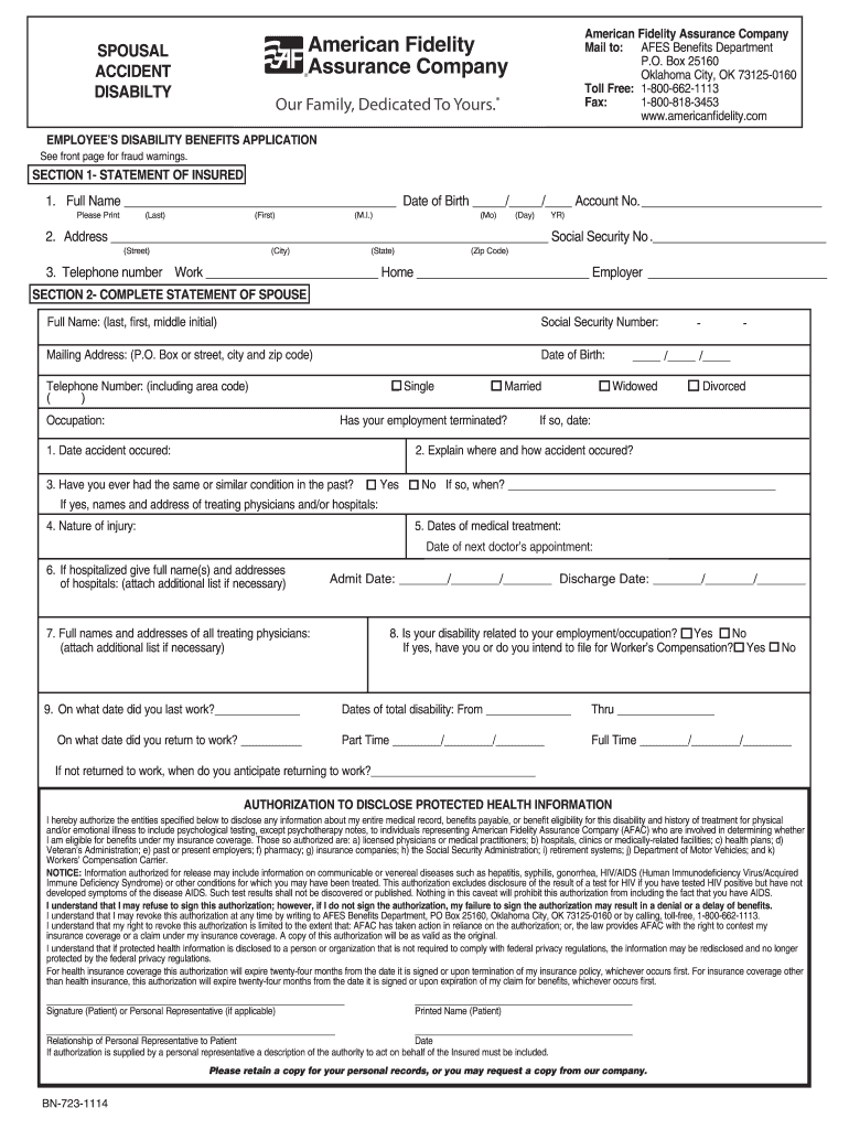  Spousal Accident Disability 2014