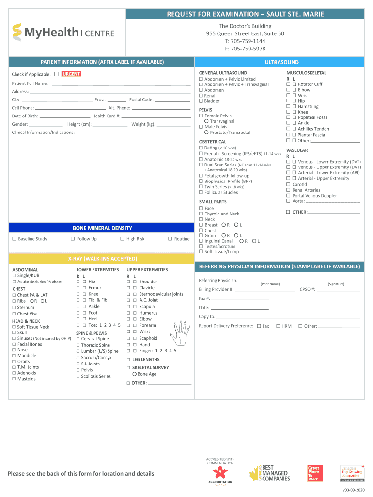 Sault Ste Marie Health Services for North East  Form