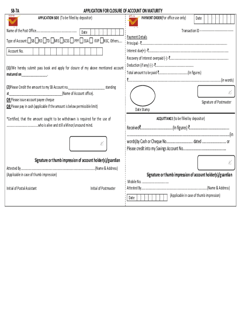 India DoP SB 7A  Form