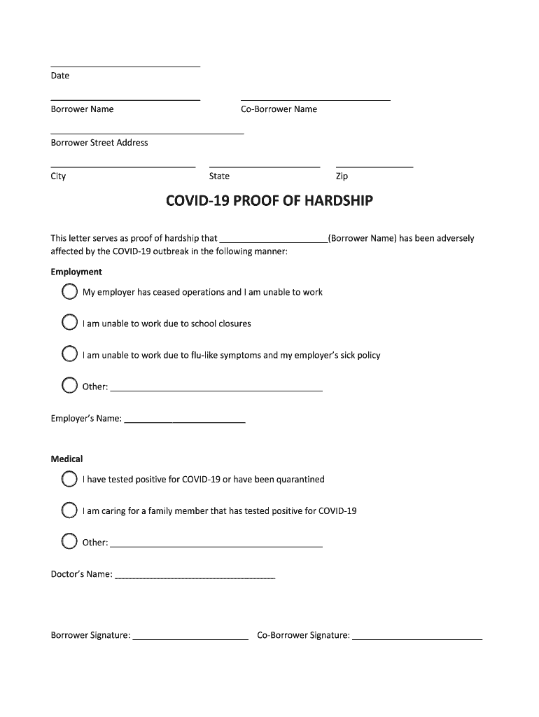 Covid Hardship Document PDF  Form