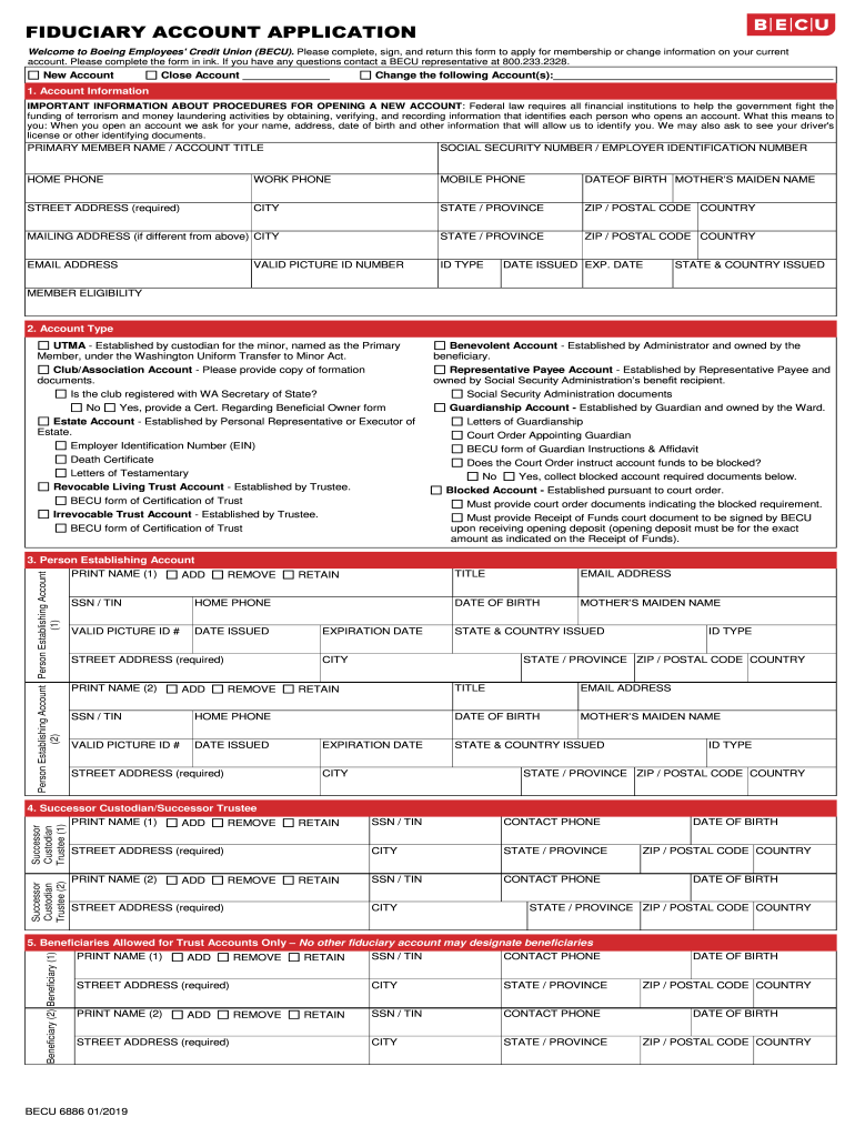  Trust Account Application and Change Request BECU 2019-2024