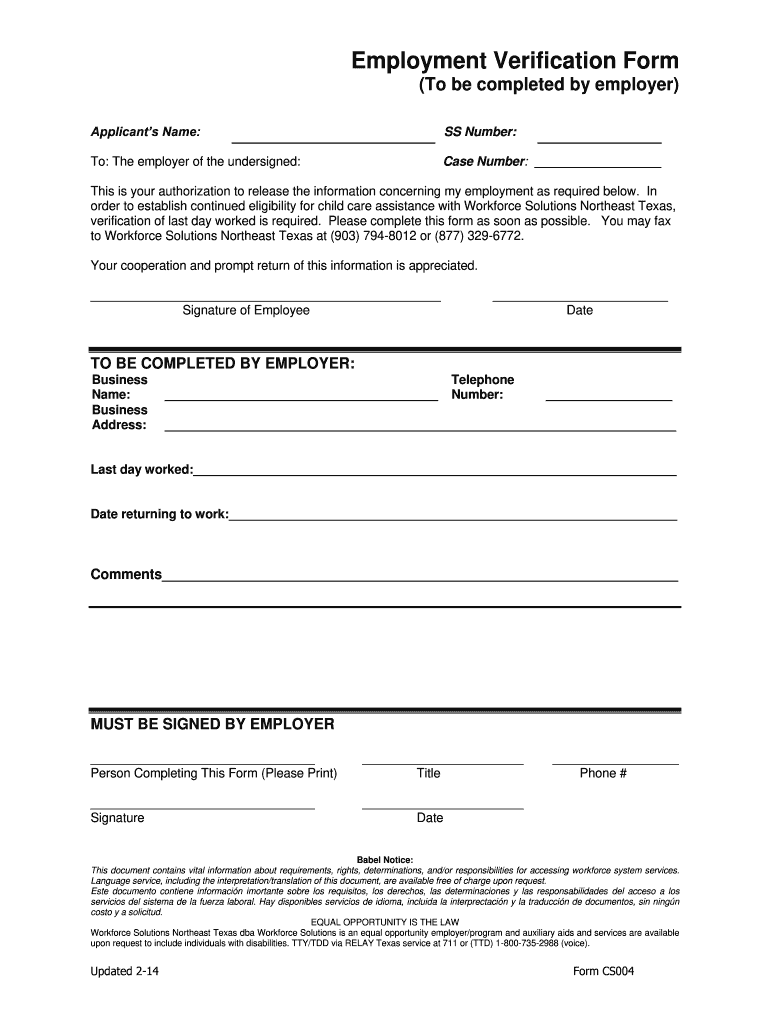  Order to Establish Continued Eligibility for Child Care Assistance with Workforce Solutions Northeast Texas, 2016