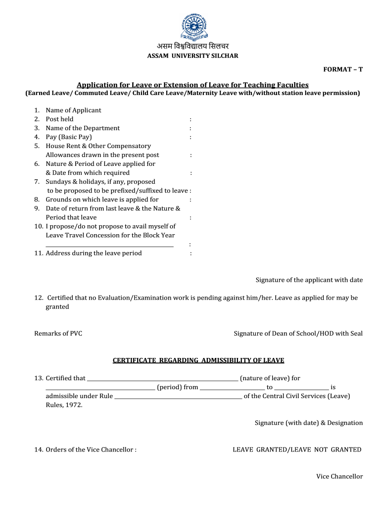 Maternity Leave Application Format Assam