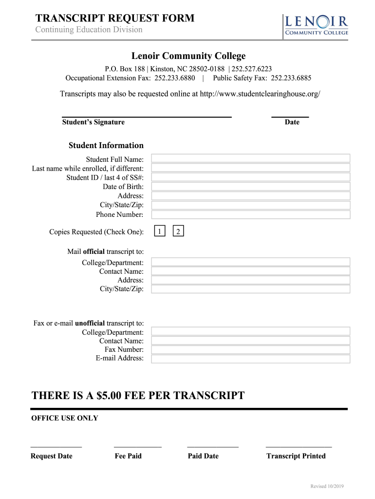  Fillable Online Continuing Education Transcript Request Form 2019-2024