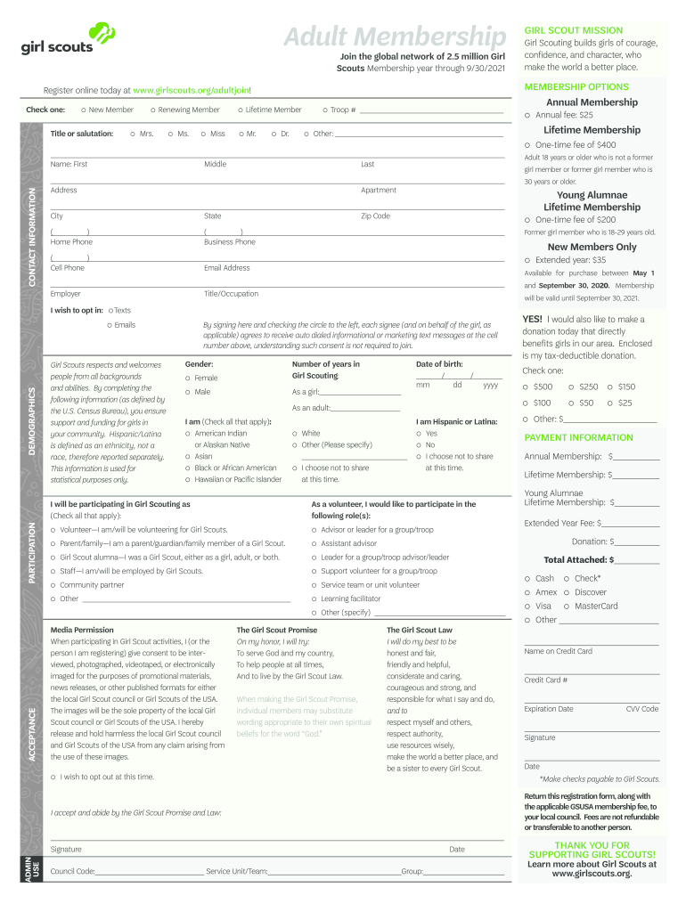 2021 Adult Membership Form