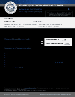 Bacb Monthly Verification Form