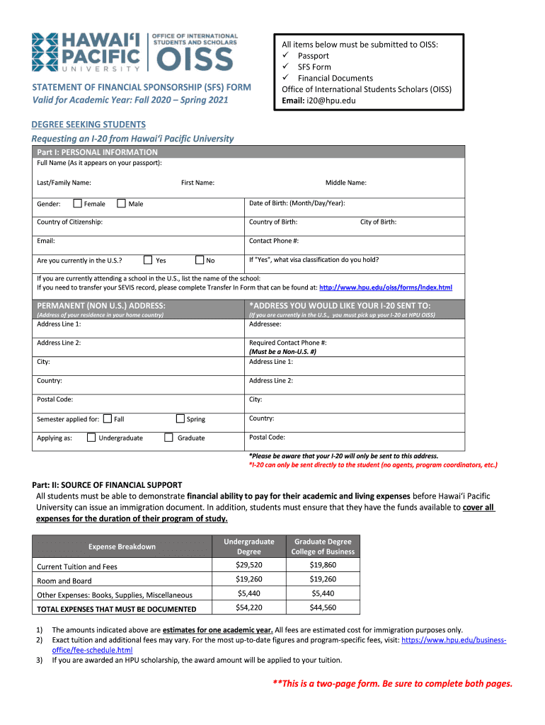  Sfs Form 2020-2024