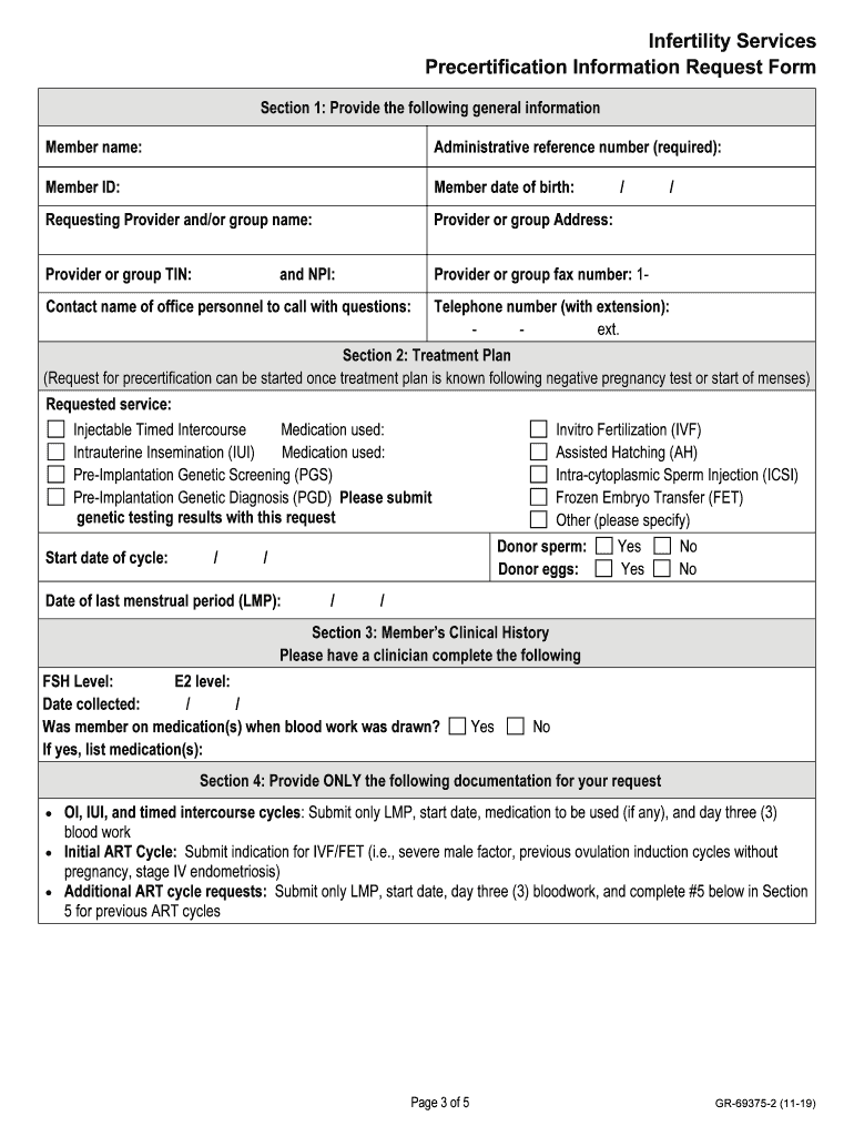  Infertility Services Precertification Request Form Accessible PDF 2019