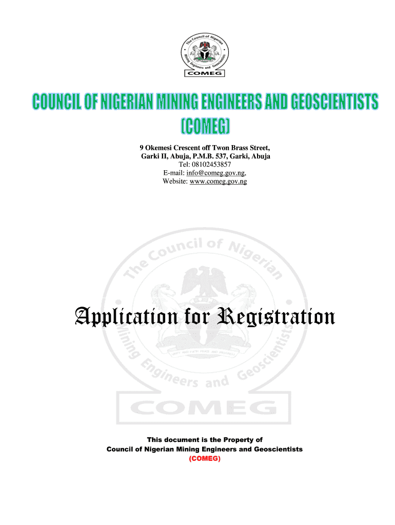 Comeg Registration Form PDF Download
