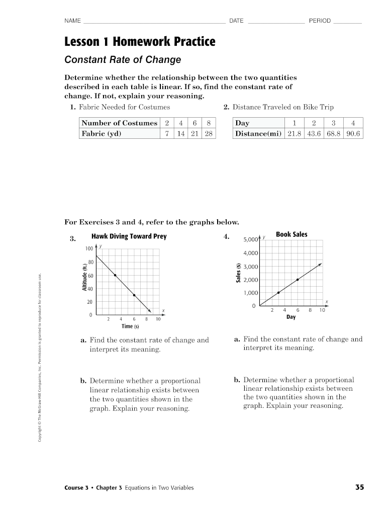 lesson 1 homework practice constant rate of change