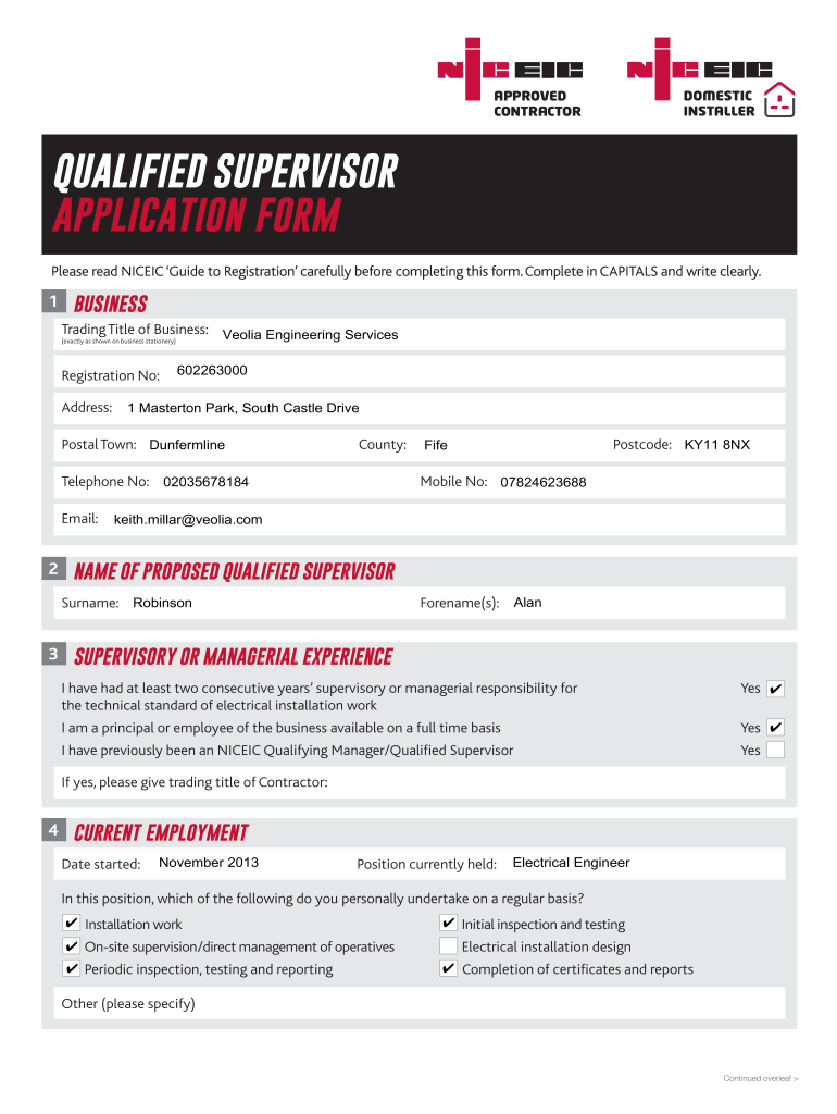 Niceic Qs Application Form