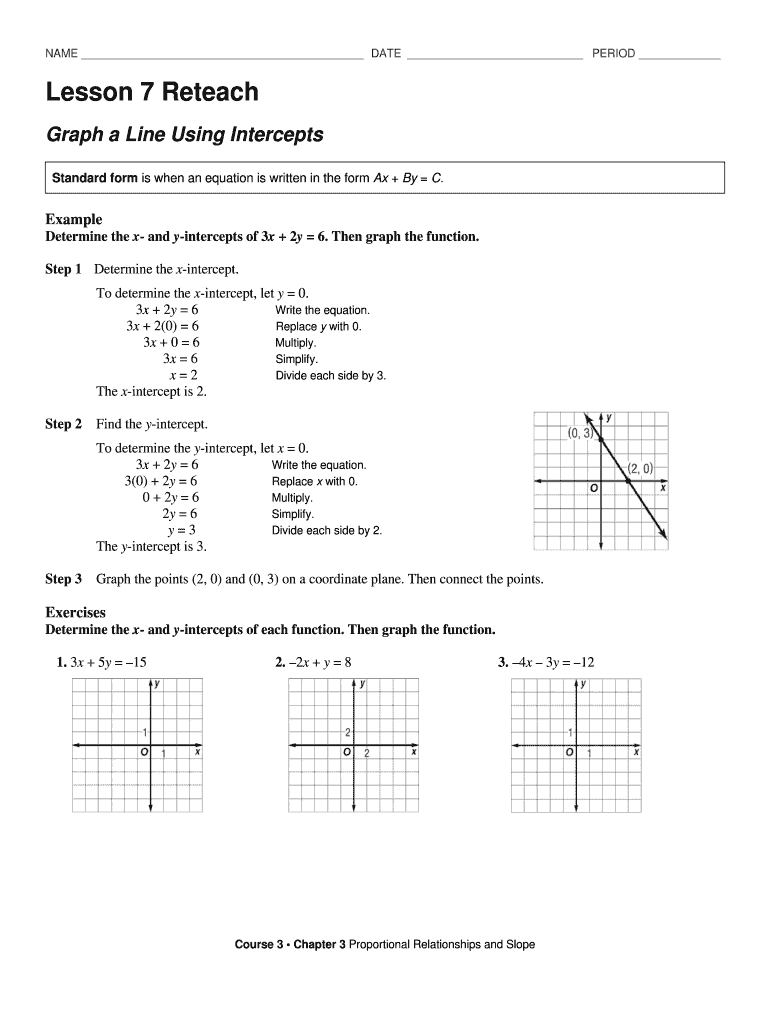 Course 3 Chapter 3 Equations in Two Variables Answer Key  Form