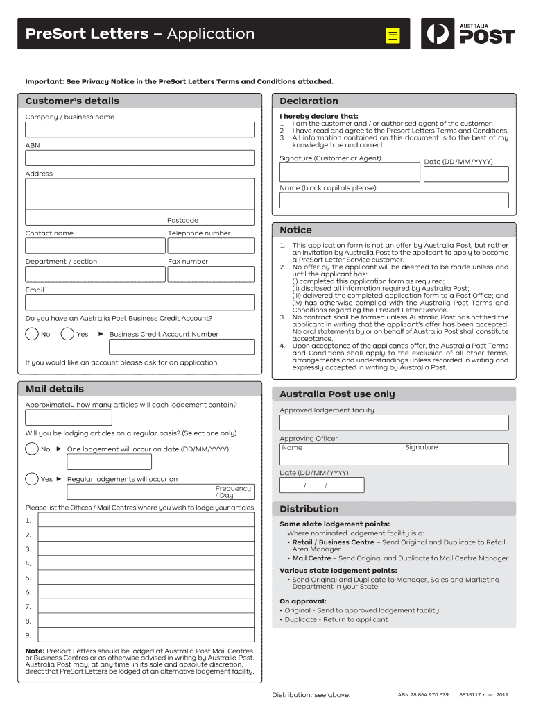 Presort Letters Service Guide Your Print Procurement Partner  Form