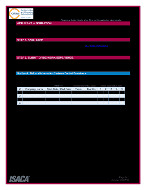  Application for CRISC Certification 2014