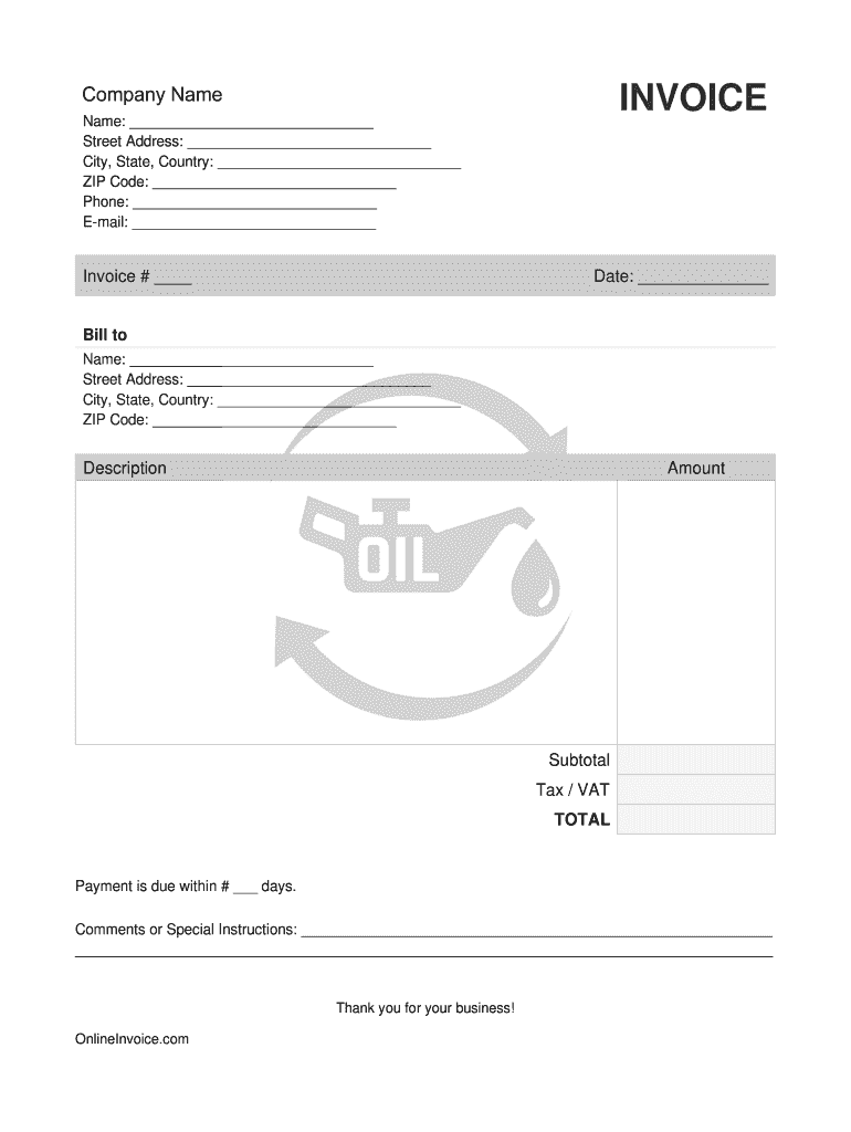 Oil Change Template  Form