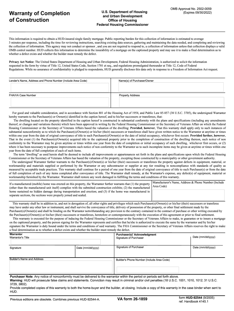 Streamlining Warranty Requirements for Federal Housing  Form