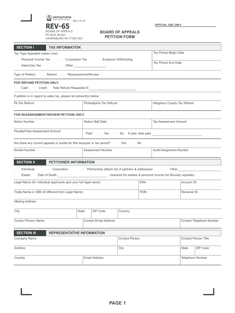  Board of Appeals Petition Form Reed Smith LLP 2020-2024