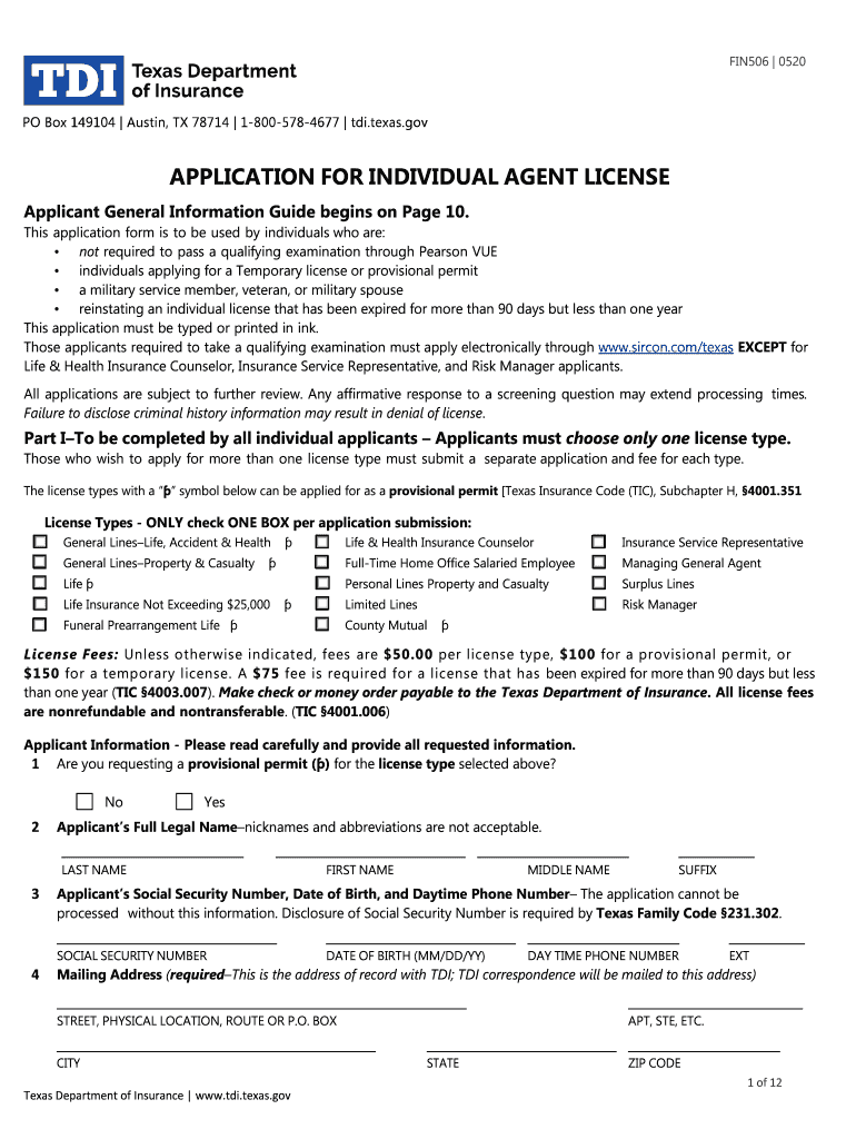  This Application Form is to Be Used by Individuals Who Are 2020