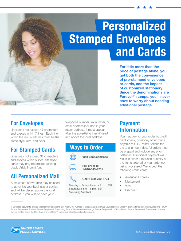 Get and Sign PS Form 3203 X Personalized Stamped Envelopes and Cards 