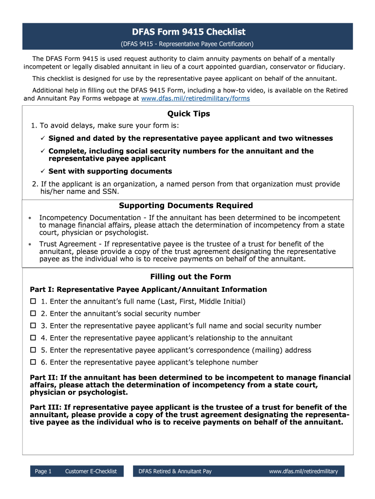 Dfas Form 9415