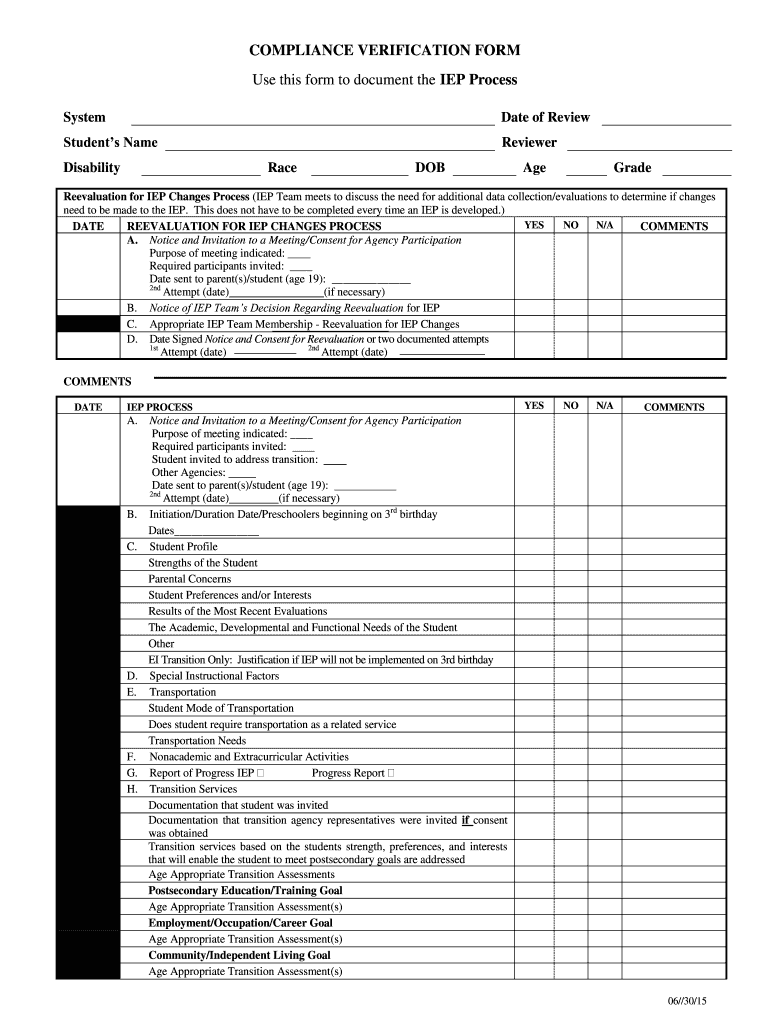 IEP Process CVF  Form