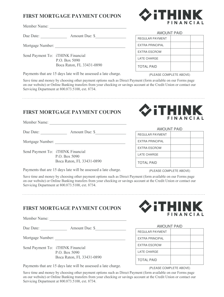 Mortgage Payment Coupon  Form