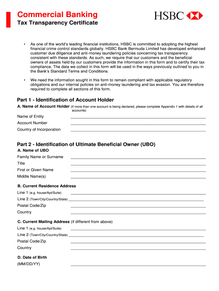 Tax Transparency Certificate  Form
